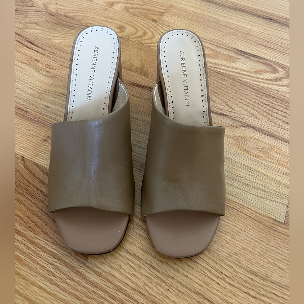 Tan heeled mules
